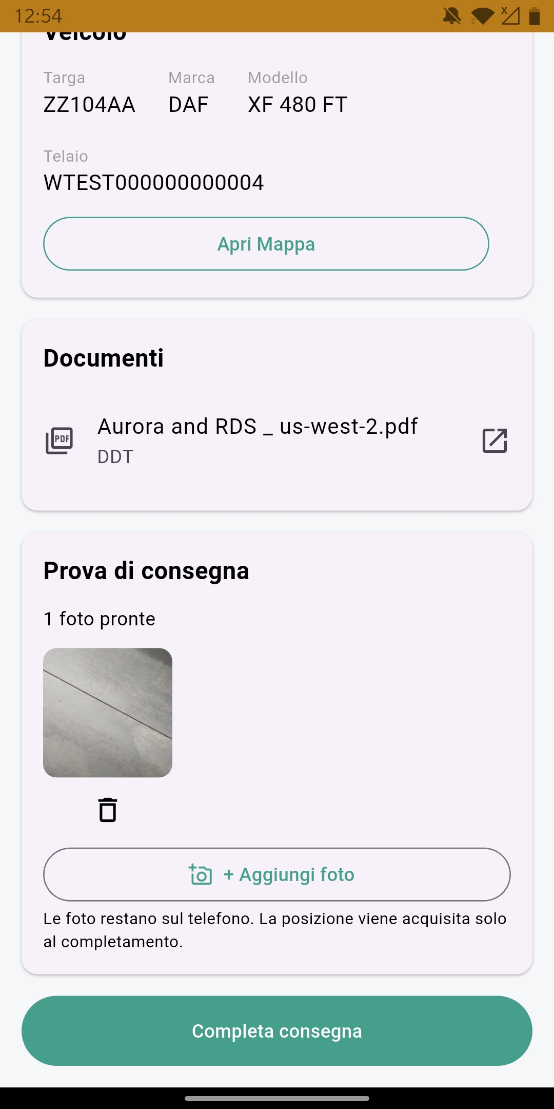 POD TrucksOut in sola lettura dopo il completamento della consegna